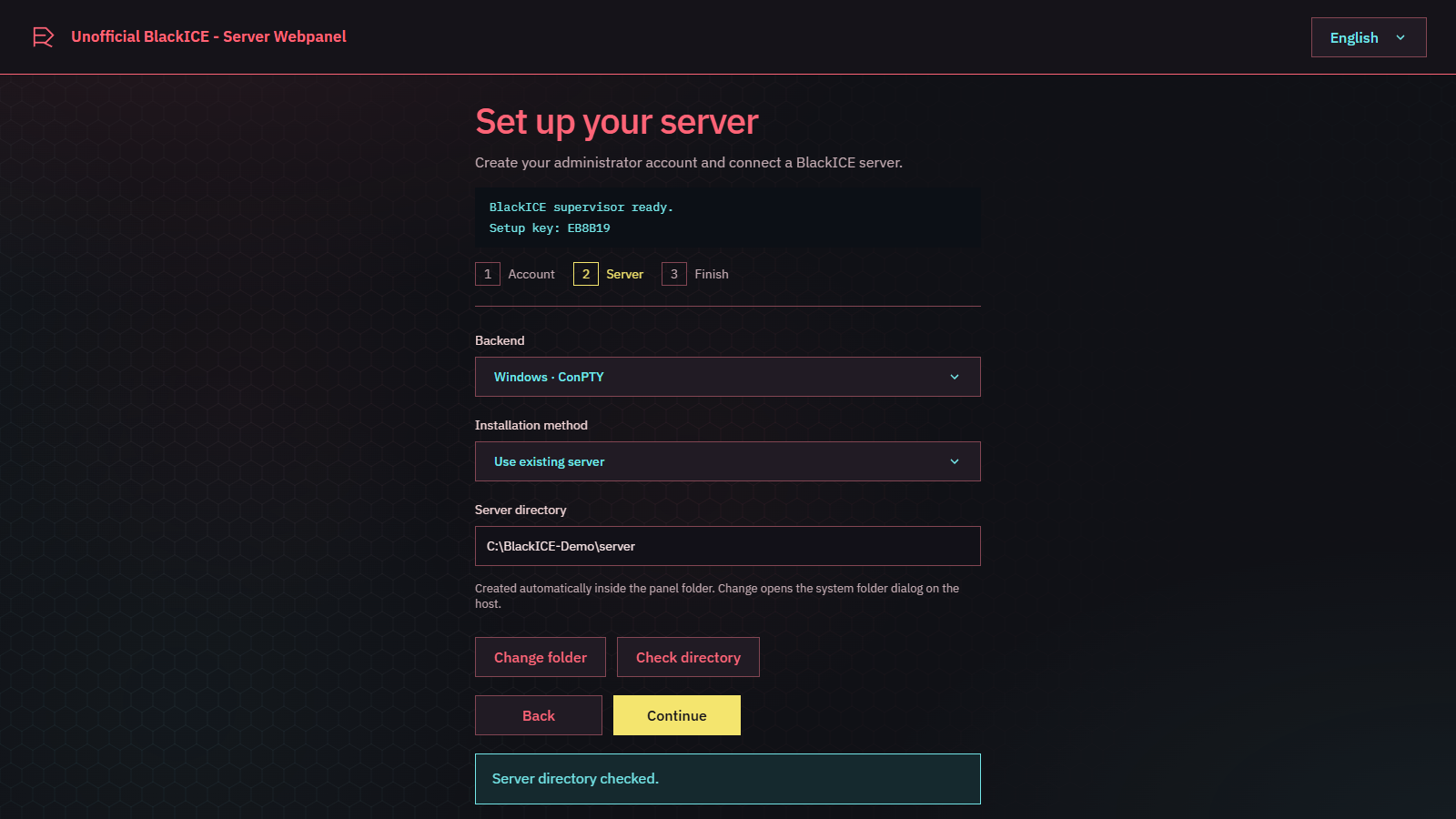 Setup wizard