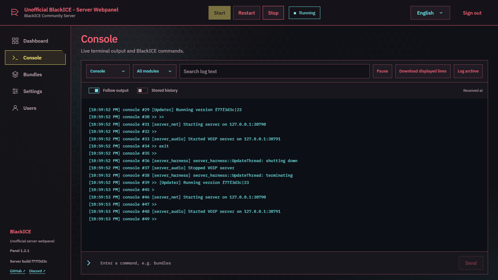 Live console
